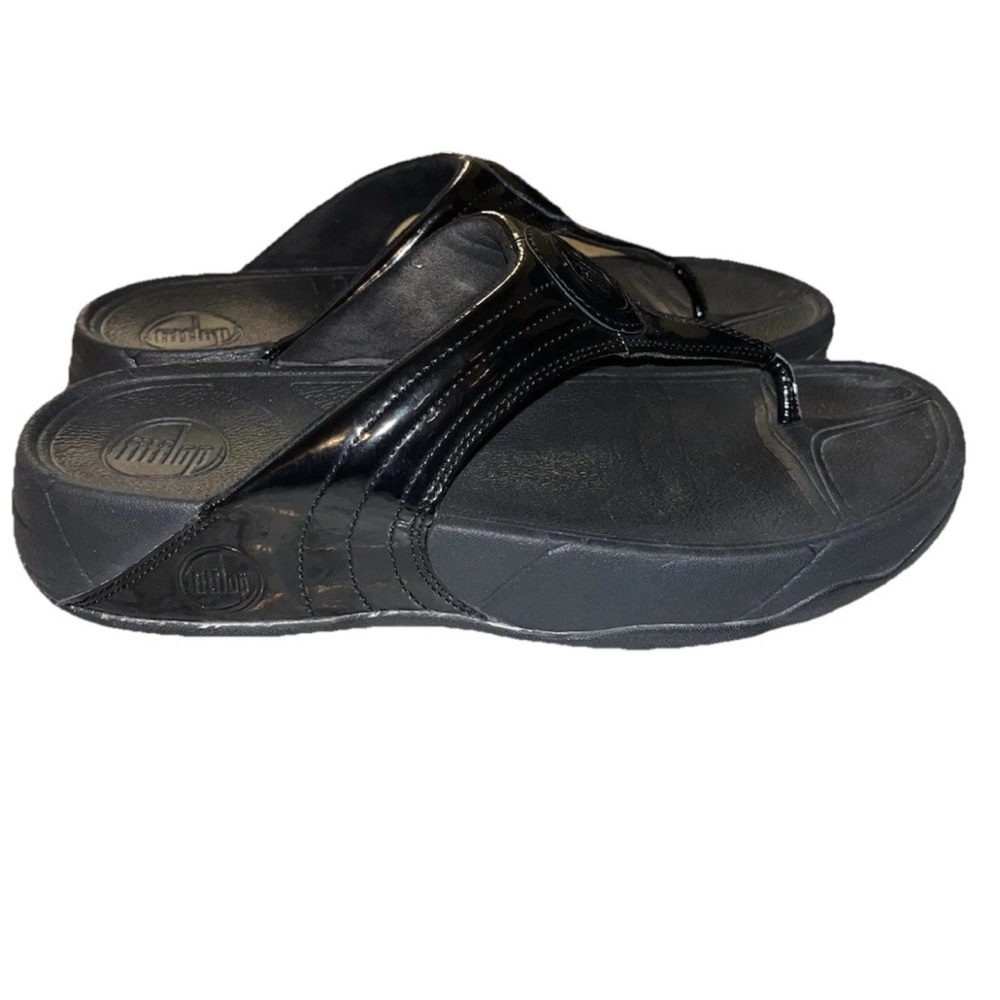 FitFlop Walkstar 3 Black Comfort Flip Flop Sandal Shoe US 9 Womens EUC - Picture 3 of 9